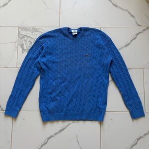 Lacoste Cable Knit Sweater Size XL Blue 100% Cotton